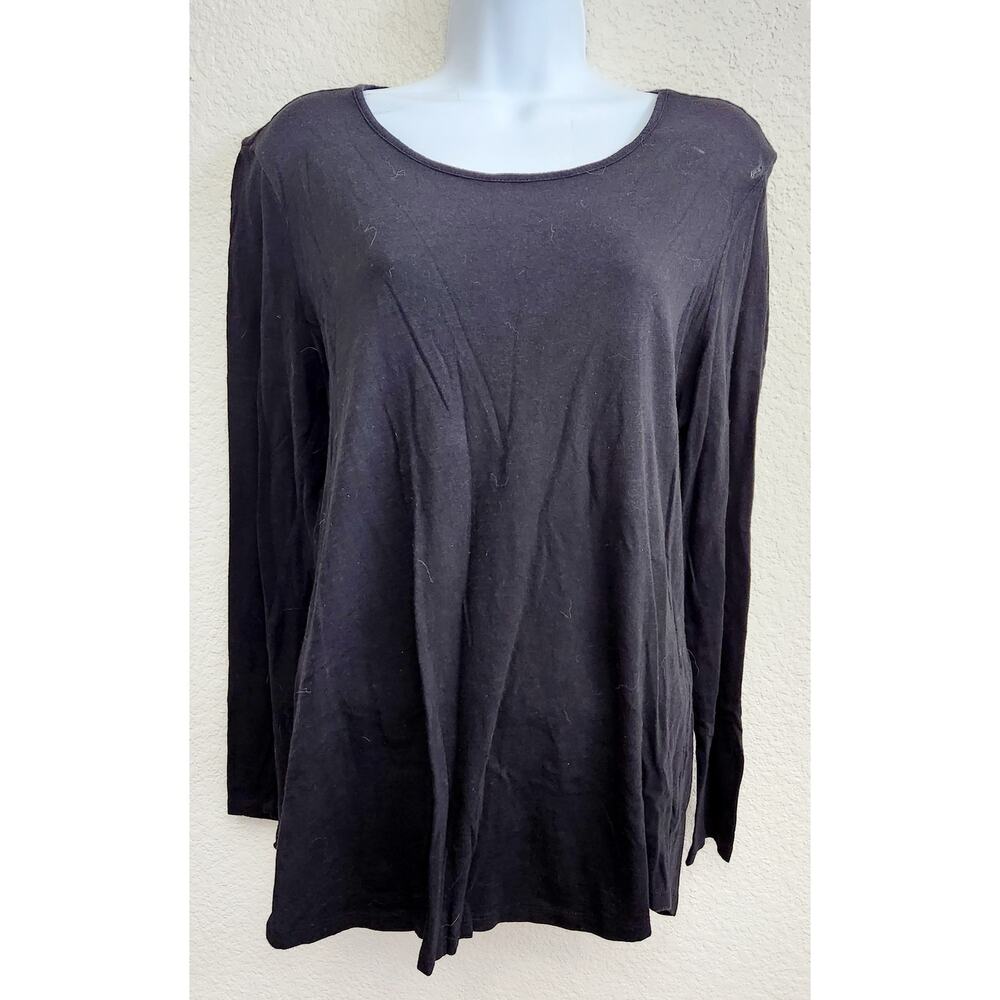 Cato Black Round Neck Long Sleeve Top Large Lightweight Soft Stretchy